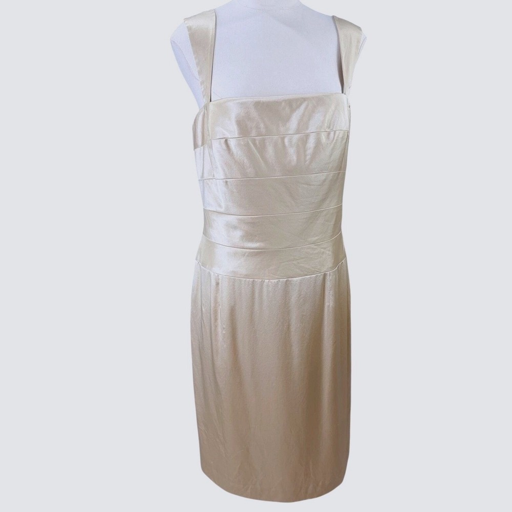 Vintage Talbots Womens Champagne Gold Silk Cocktail Dress 14 Formal Gala AS‎ IS